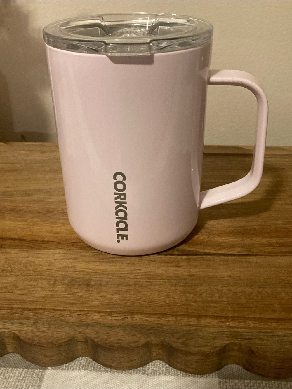 Corkcicle Light Pink Insulated Coffee Mug with Clear Lid